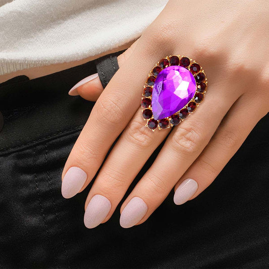 Purple Teardrop Cocktail Ring