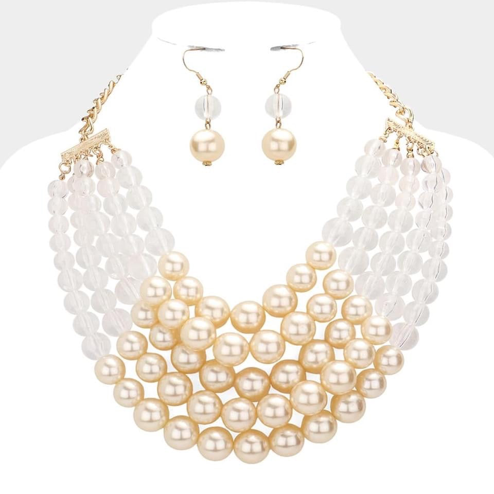 5 Layer Pearl Necklace Set