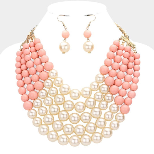 5 Layer Pearl Necklace Set