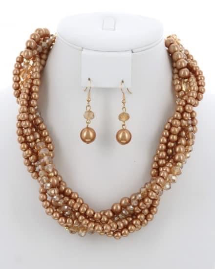 Pearl Twisted Multistrand Necklace Set