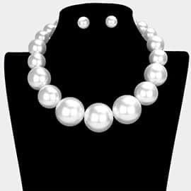 Classic Chuncky Pearl Necklace Set