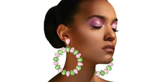 Pink and Green Glass Hoops