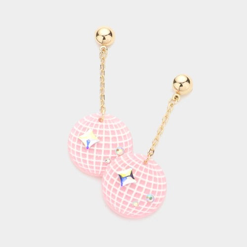 Pink Disco Drop Earrings