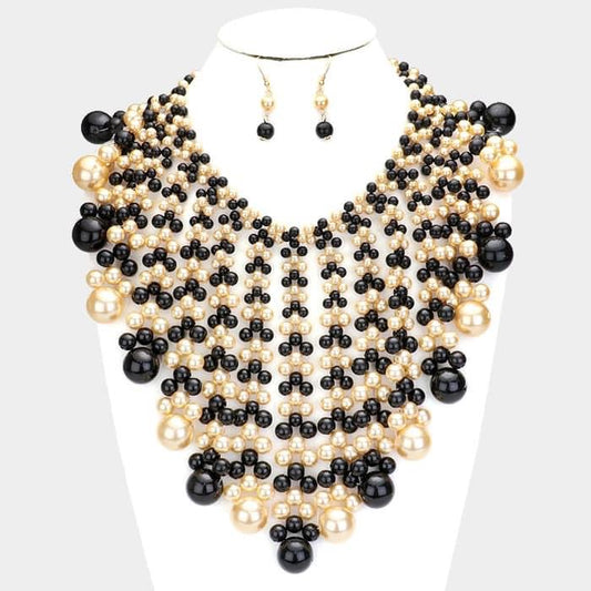 statement pearl full neck necklace set