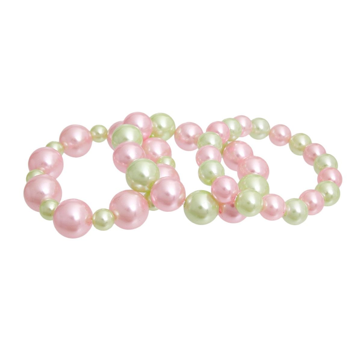 AKA Pink Green Pearls Stretch Bracelet Set