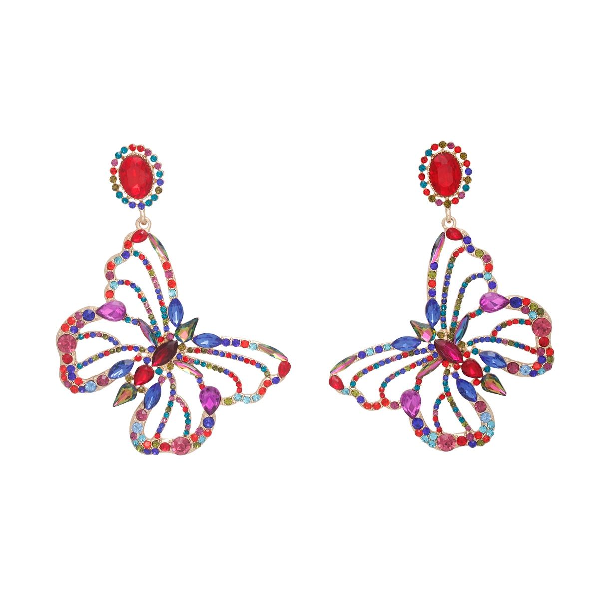 Dangle XL Multicolor Glam Butterfly Post Earrings