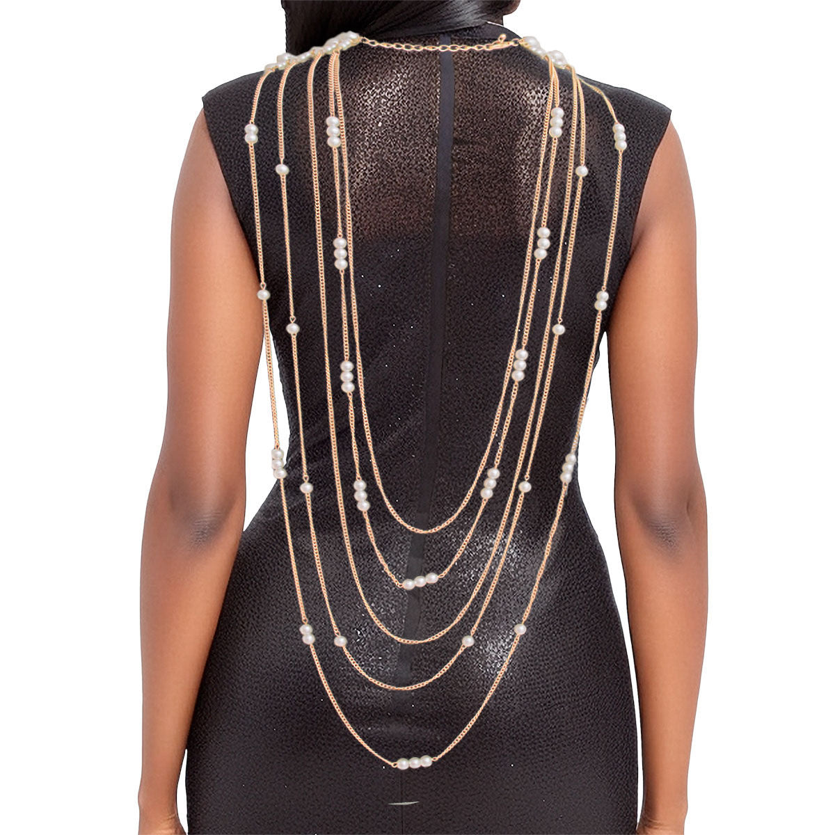 Cream Pearl and Back Drape Necklace