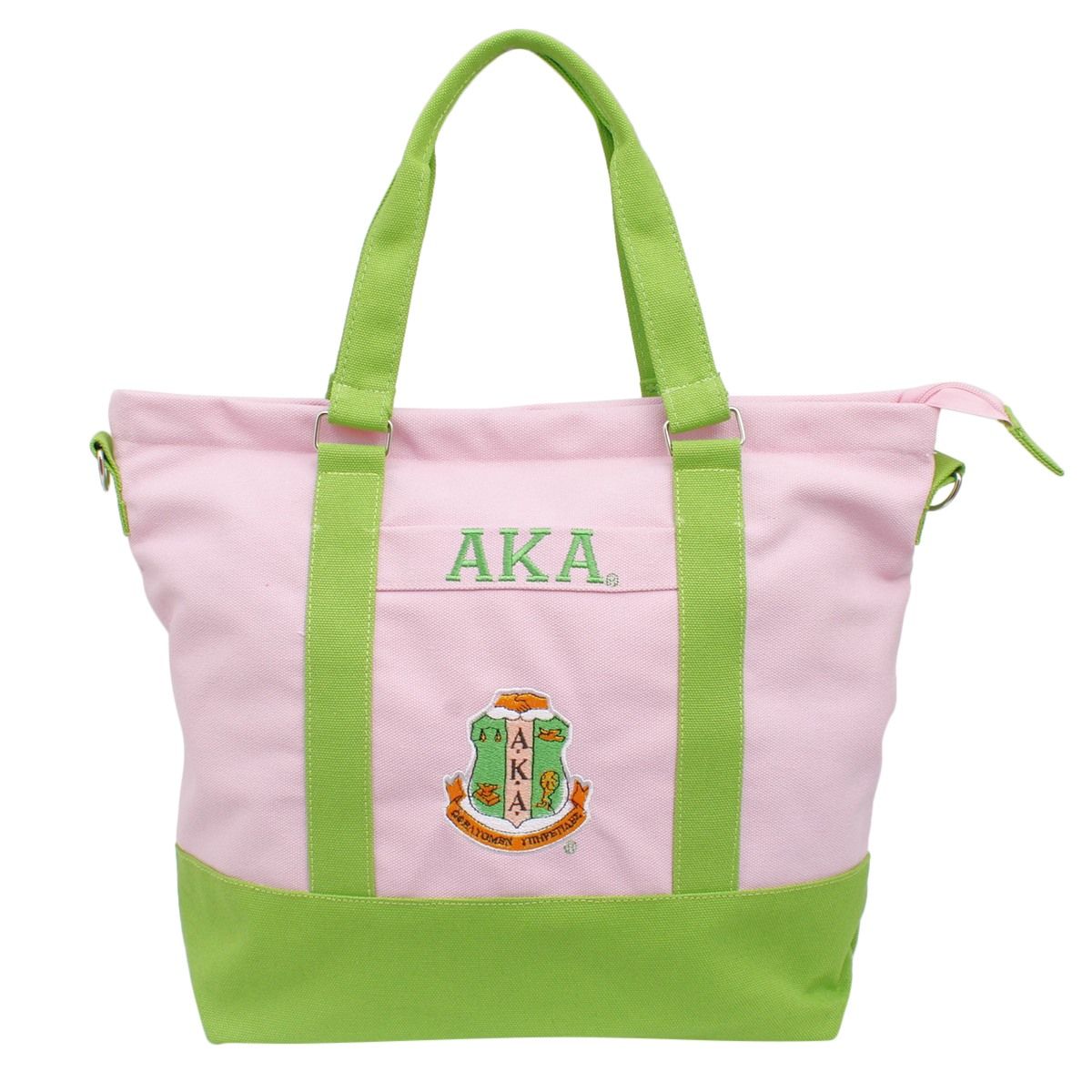 AKA Sorority Thick Pink Canvas Embroidered Tote