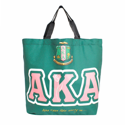 AKA Shield Green Pink Large Shopper Tote for Women