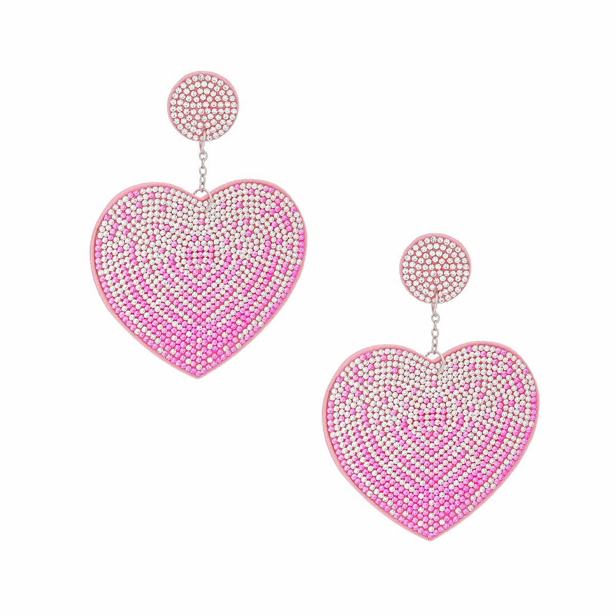 Drop Sparkling Love Pink Heart Dangle Earrings