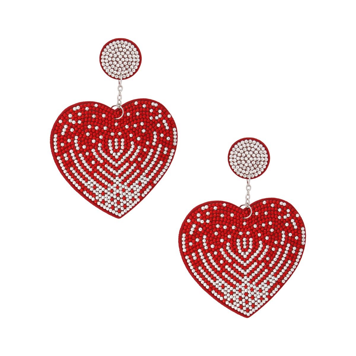 Drop Sparkling Love Red Heart Dangle Earrings