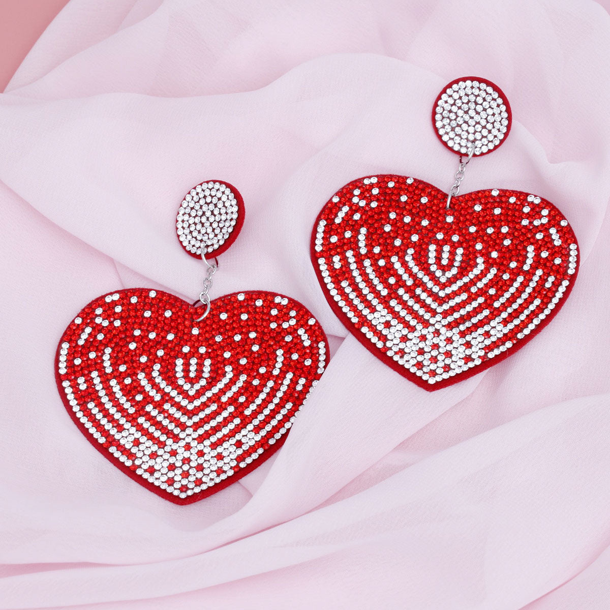 Drop Sparkling Love Red Heart Dangle Earrings