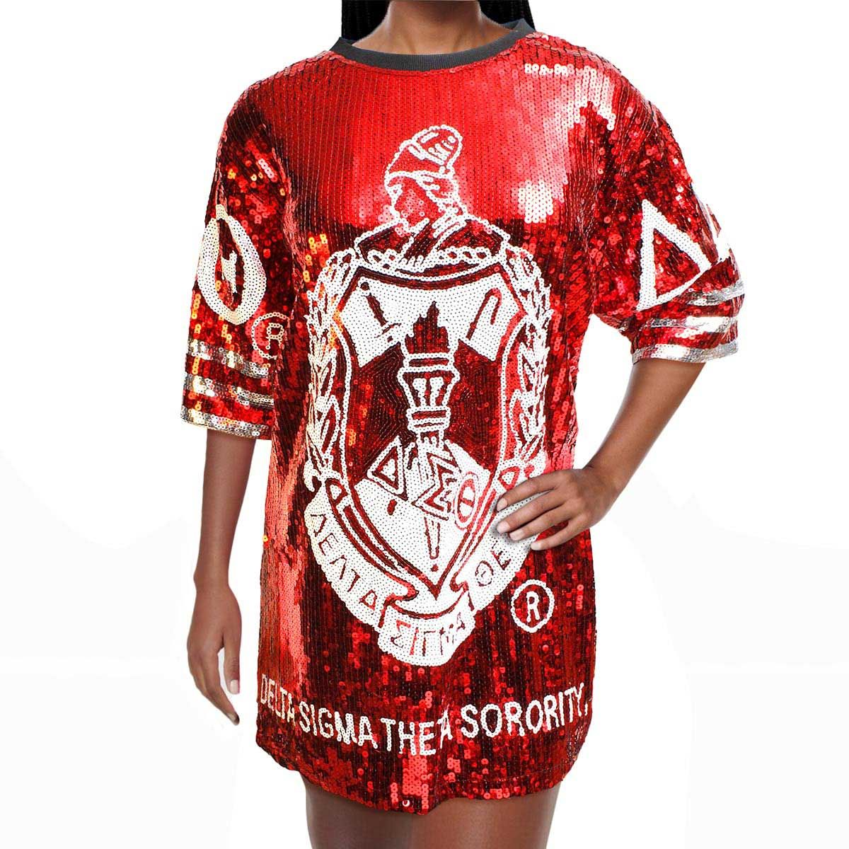 DST Sorority Red and White Sequin Jersey Shirt