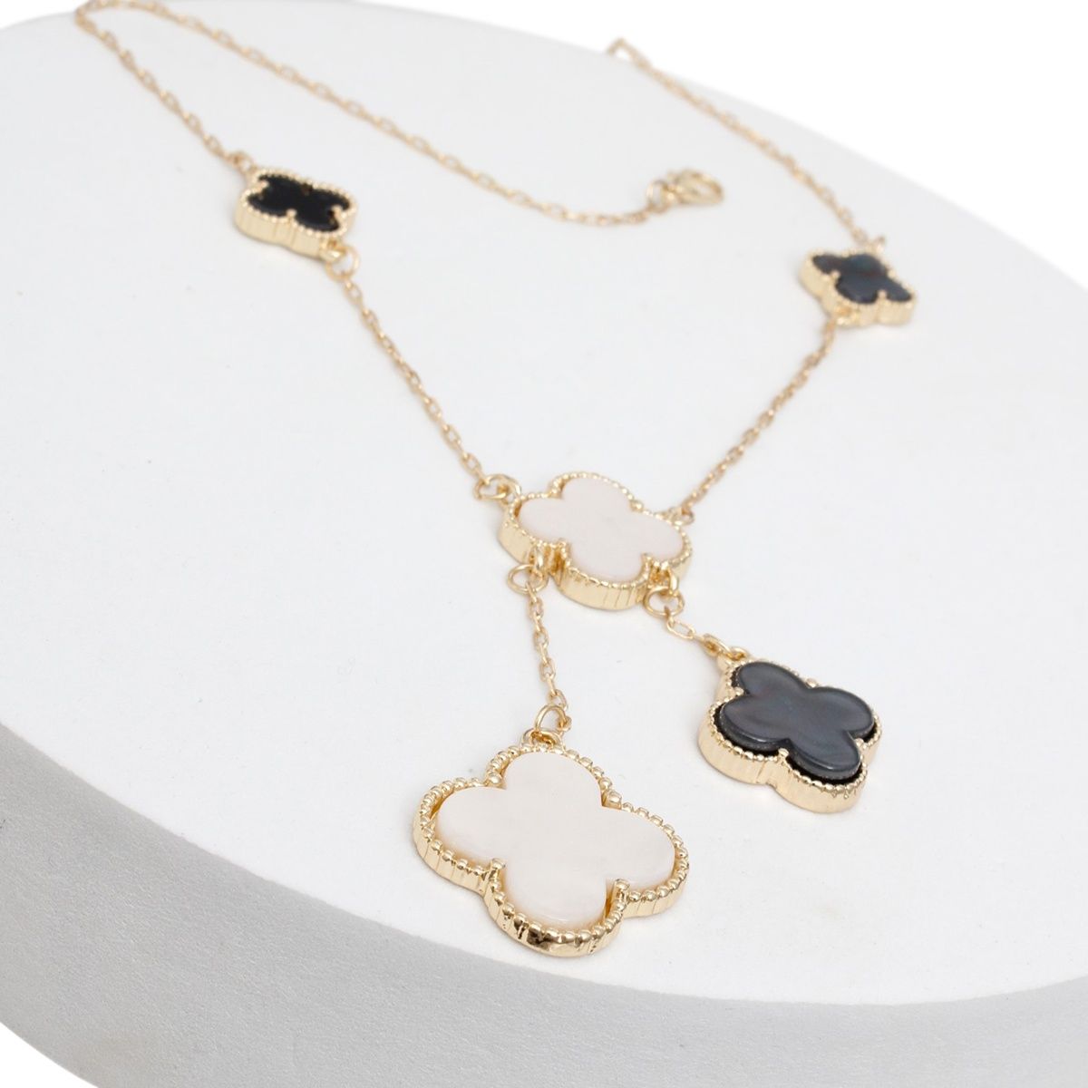 Charm Drop Multi Quatrefoil Clover Gold Necklace