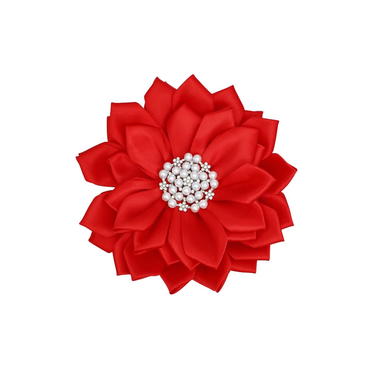 Brooch Red Flower Pearl Clip and Pin for Women