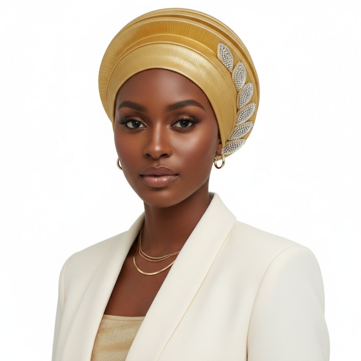 Instant Gele Gold Dazzling Structured Headwrap