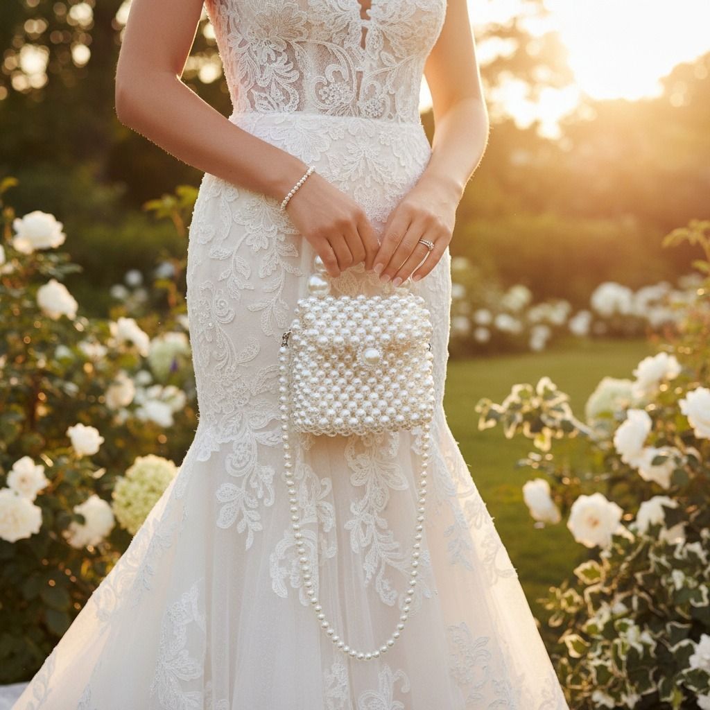 Micro Top Handle Cream Pearl Woven Handmade Bag