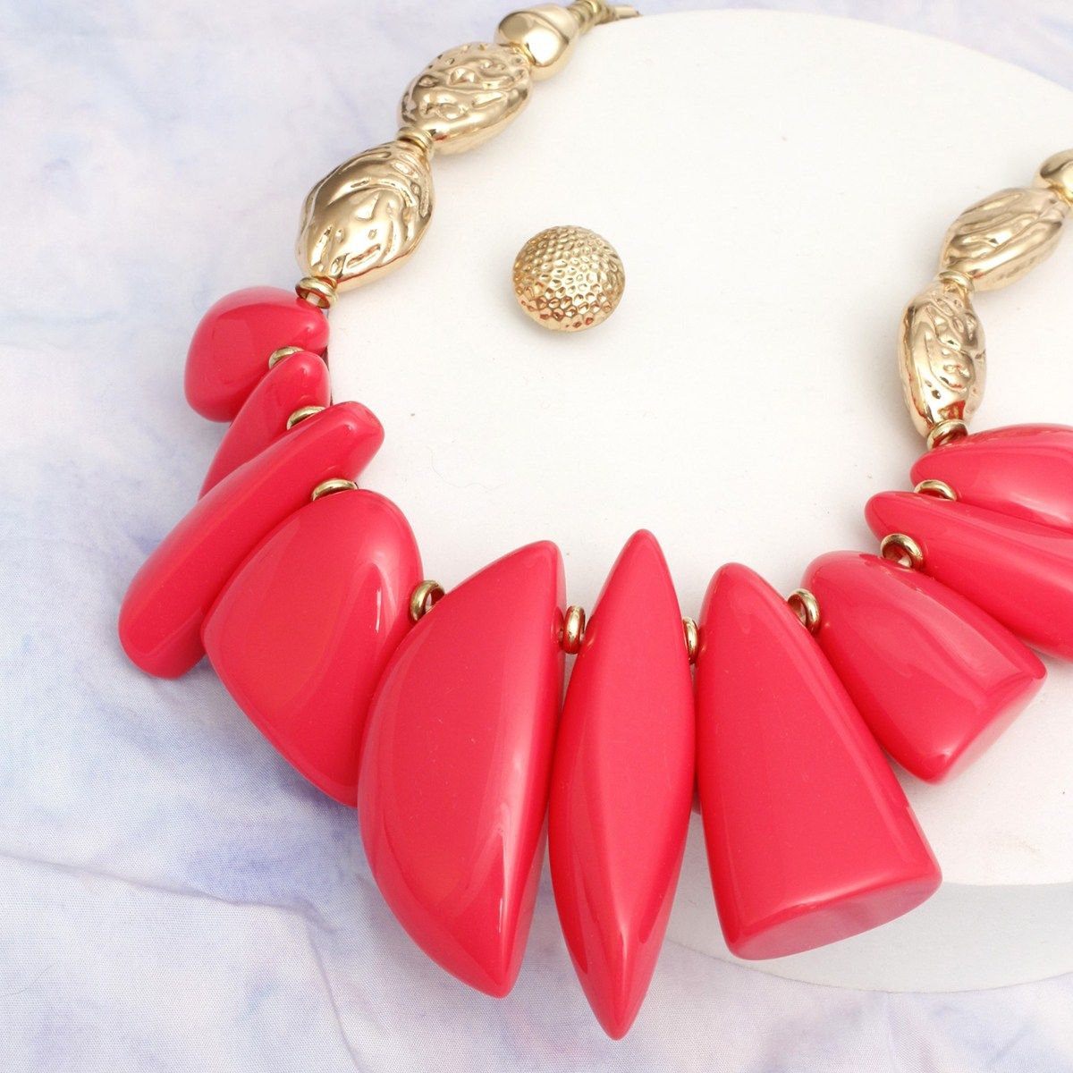 Necklace Fuchsia Pink Bead Tribal Collar for Women