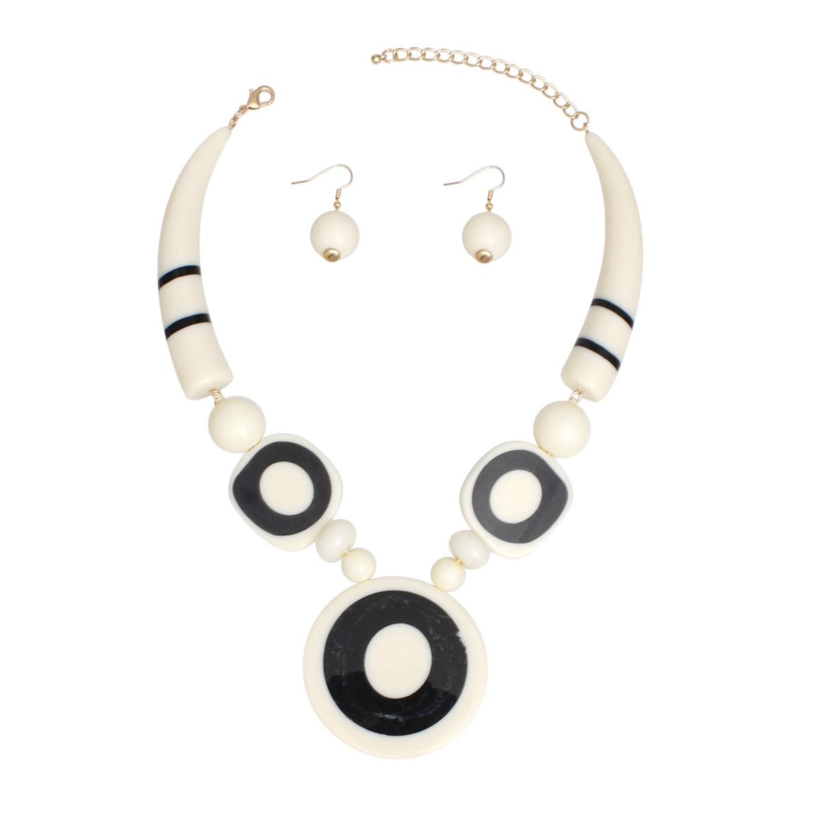 Tribal Horn Ivory Beaded Necklace for Women