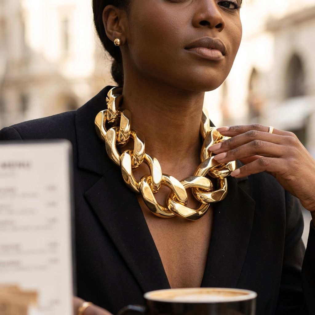 Ultra Chunky Gold Link Chain Runway Necklace