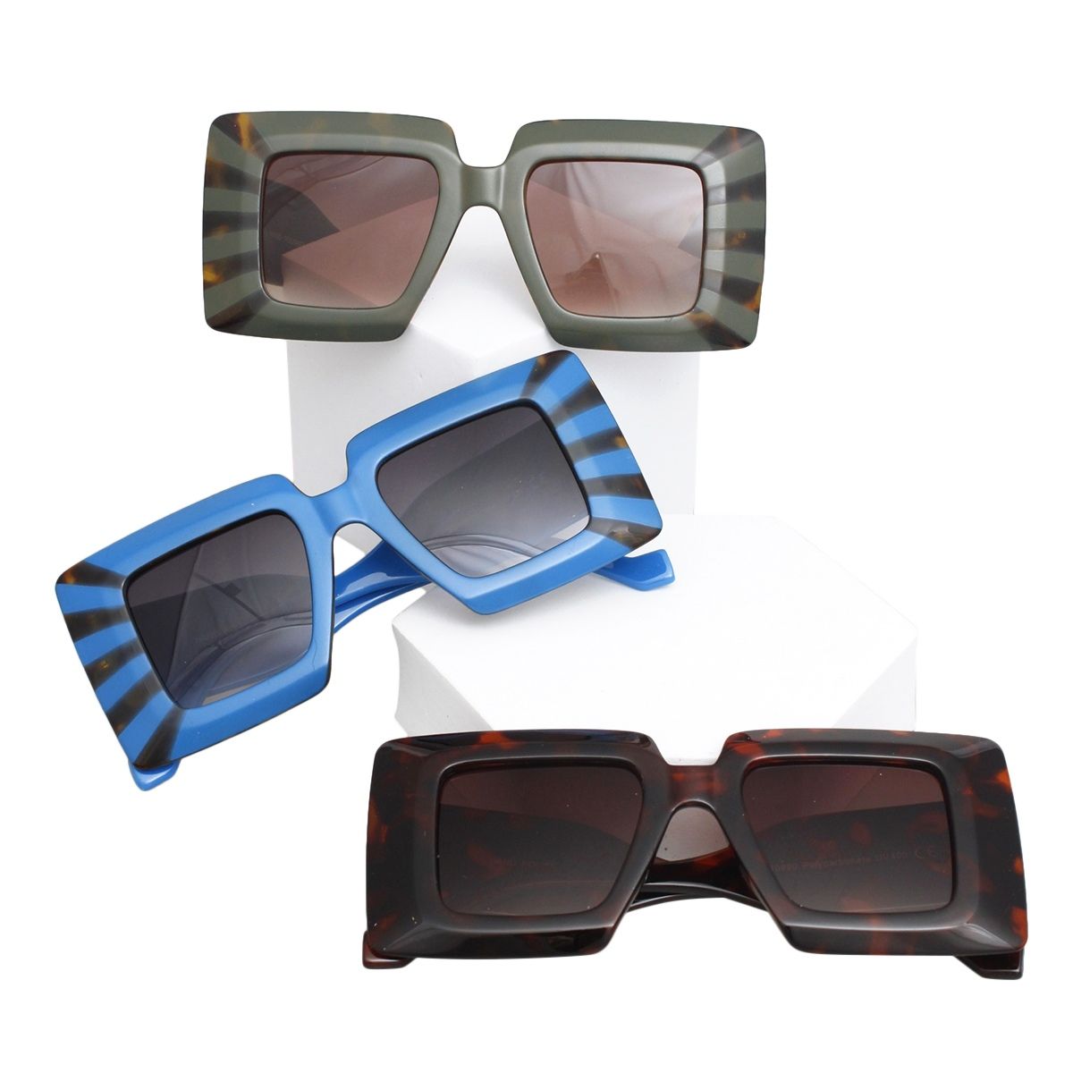 Sunglasses Square Tortoiseshell Oversize Wide Edge