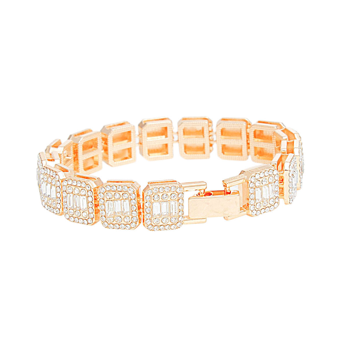 Chain Bracelet Iced Gold Square Halo Baguette